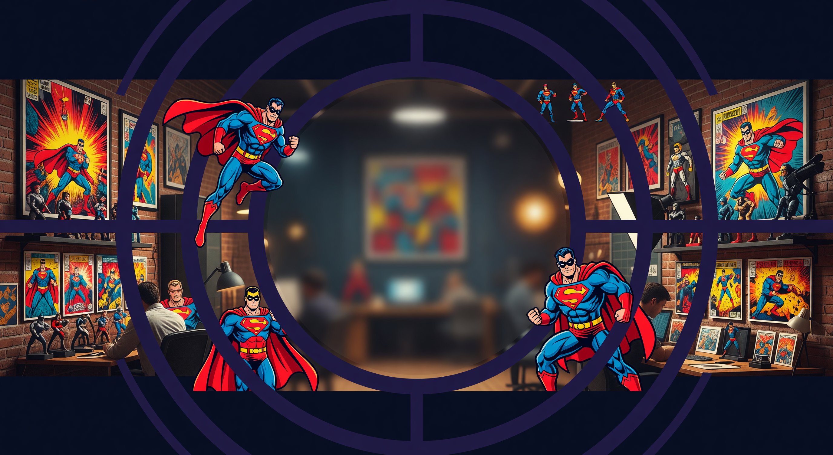 YukonFjord studio workspace filled with comic book artwork